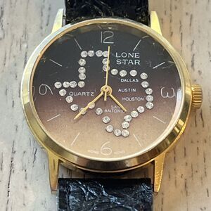 Lone Star State of Texas 29mm Ladies watch Leather Black Band Quartz Fit 6in